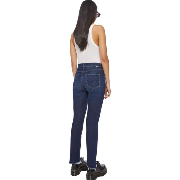 New MOTHER Mid Rise Dazzler Ankle Jeans Straight Leg Denim Off Limits Blue 25 - Picture 12 of 14